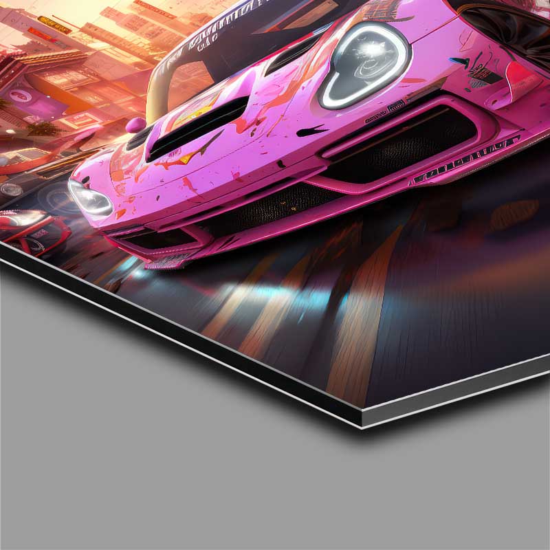 Buy Di-Bond : (Pink Hot Porky Racing Car Sunset)
