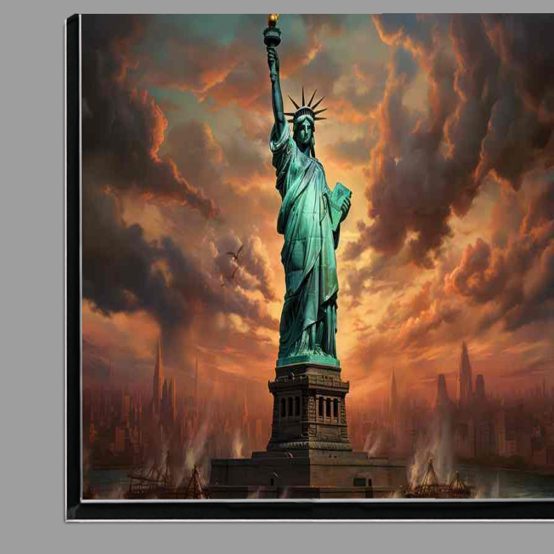 Buy Di-Bond : (The Statue Of Liberty Swirling Skies Freedom)
