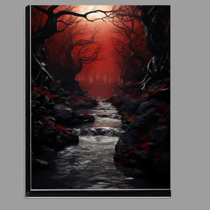 Buy Di-Bond : (Dark Red Dusk with Forest Silhouettes)