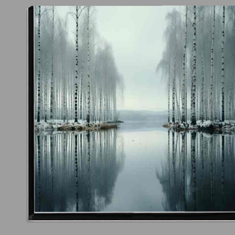Buy Di-Bond : (A Tranquil Scene Black And White Trees Reflection)