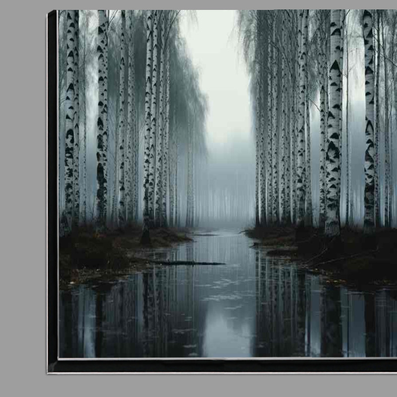 Buy Di-Bond : (Mirror of Nature Trees Reflecting in Monochrome)