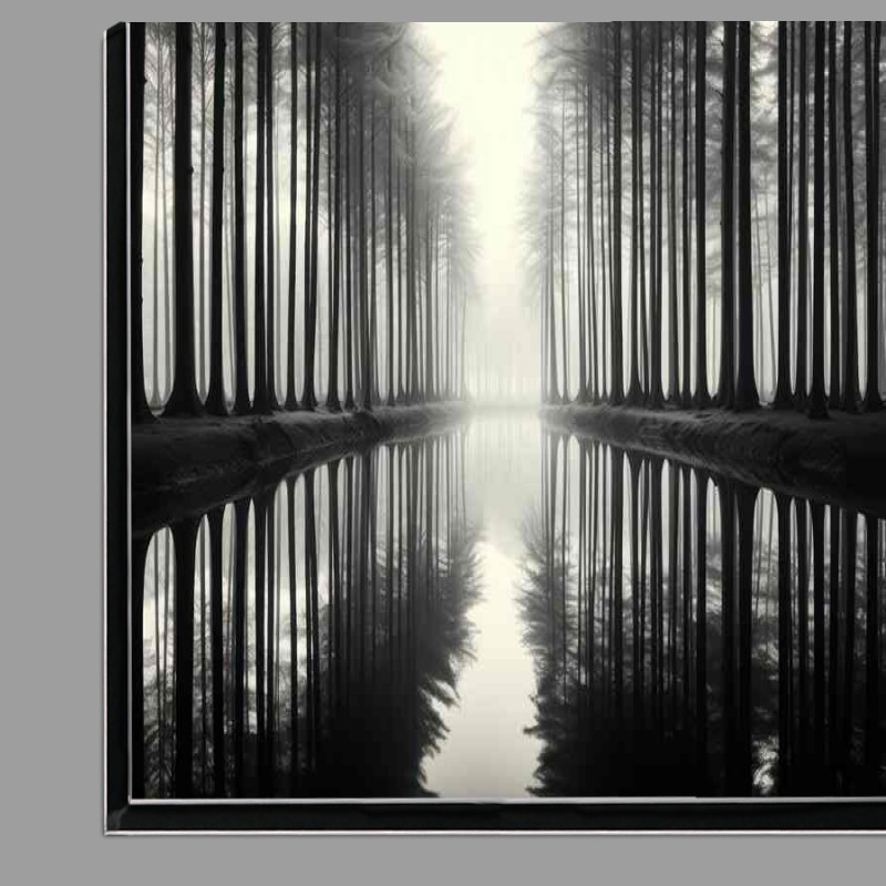 Buy Di-Bond : (Monochrome Serenity Trees by Reflecting Waters)