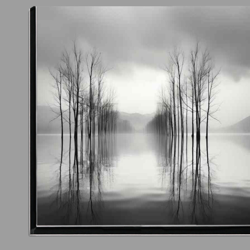 Buy Di-Bond : (Shades of Stillness Reflecting Trees in Black and white)