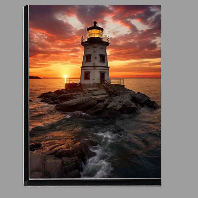 Buy Di-Bond : (Dusks Embrace Lighthouse in Sunset Glow)