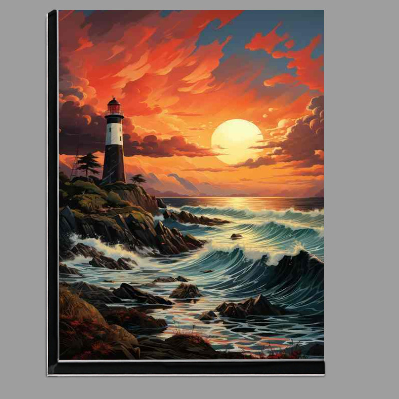 Buy Di-Bond : (Golden Hour Glow Lighthouse at Sunset)