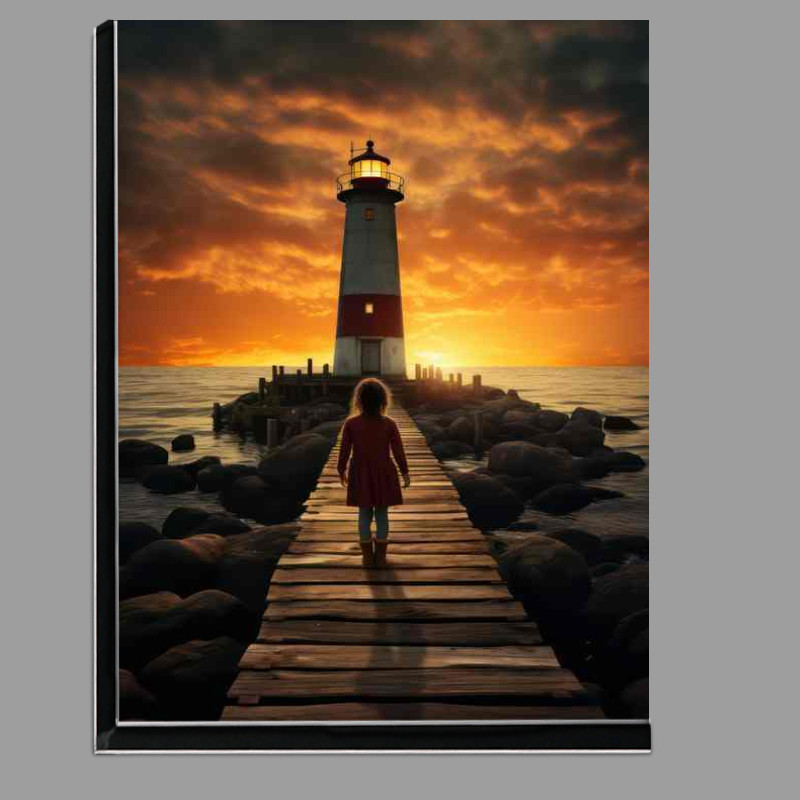 Buy Di-Bond : (Golden Light Lighthouse in Evening Sky)