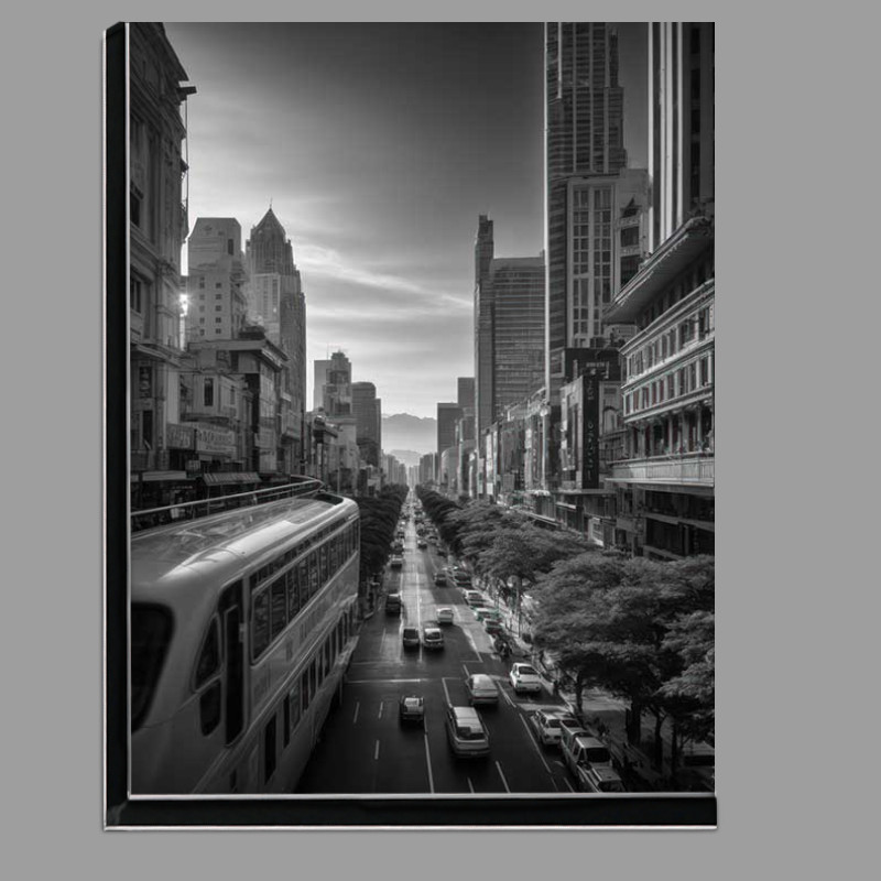Buy Di-Bond : (Amazing street scene nice skyline black and white)