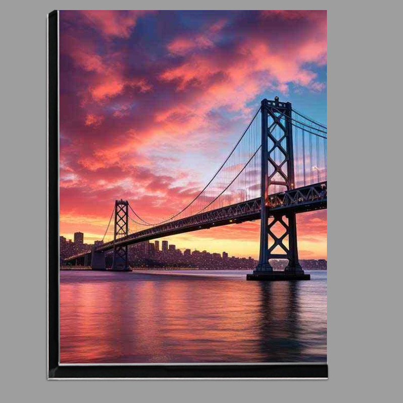Buy Di-Bond : (Bay Bridge water reflection sun setting)