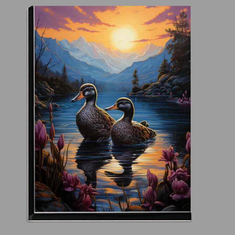 Buy Di-Bond : (A pair of Ducks on the river with the mountains behind them)