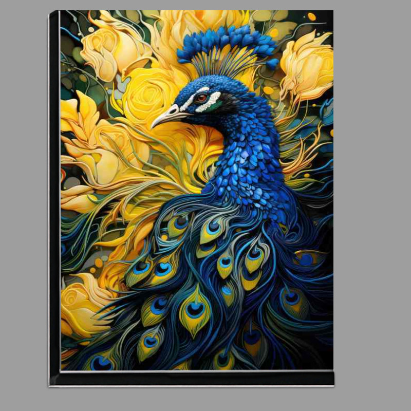 Buy Di-Bond : (Blue Peacock surrounded by yellow flowers)