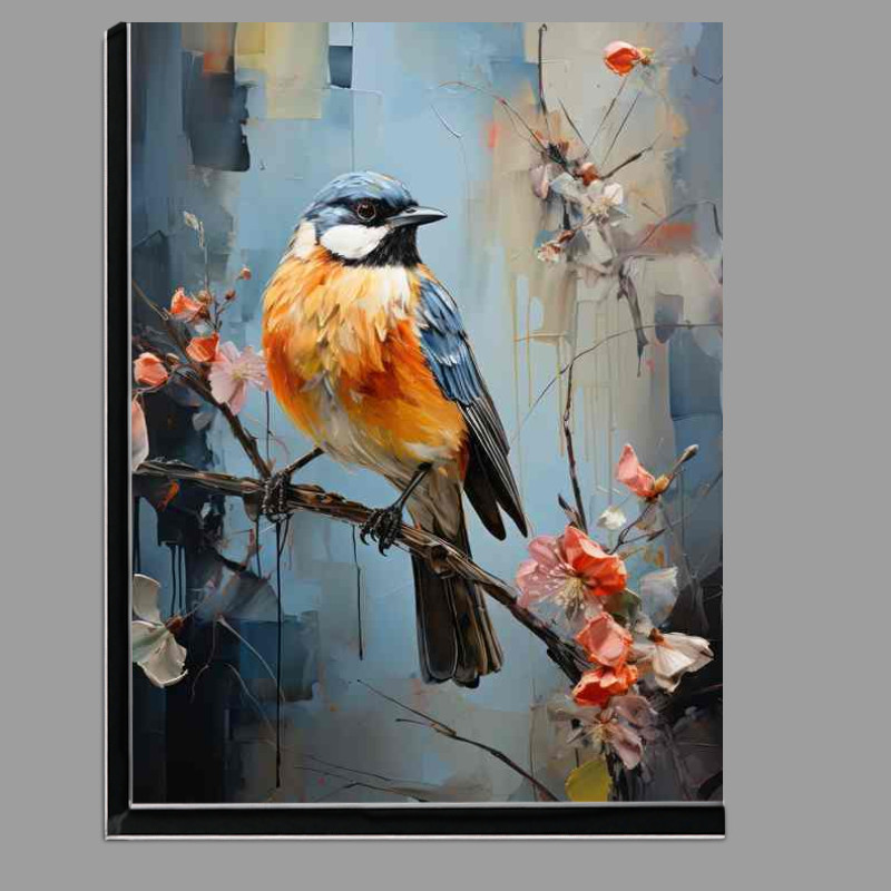 Buy Di-Bond : (Blue tit bird with a blue banckground on a perch)