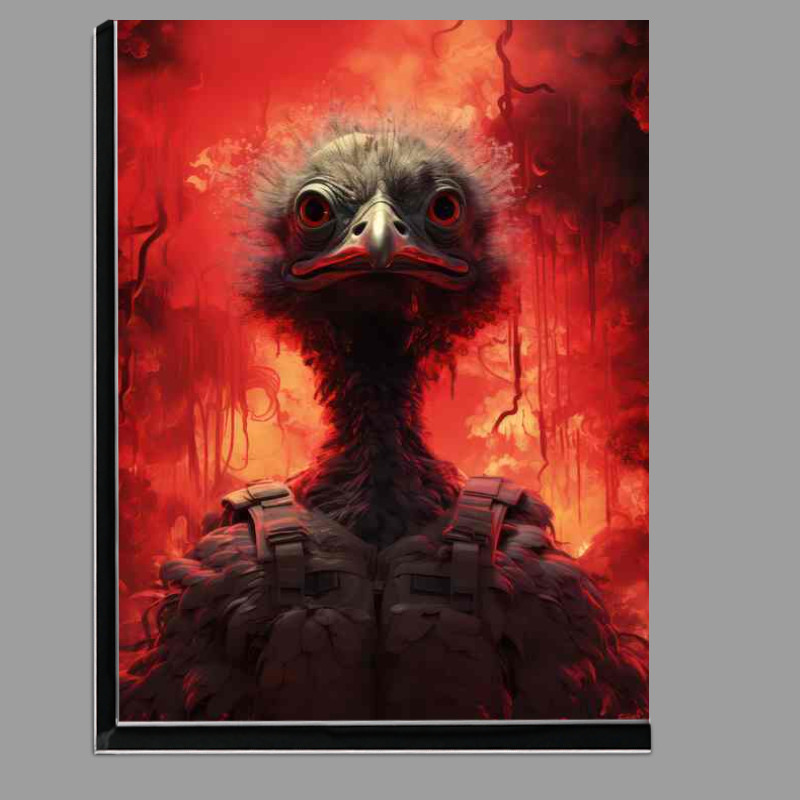 Buy Di-Bond : (Emu flightless bird with red fire in the background)