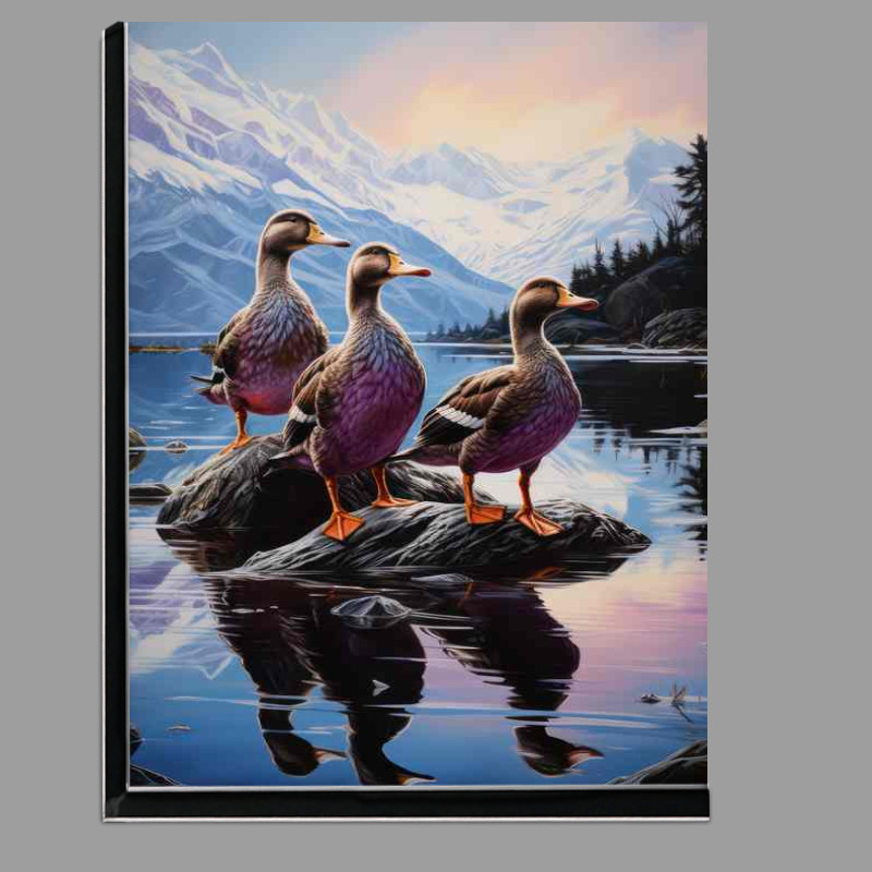 Buy Di-Bond : (Feathered Visitors Ducks Gathering on Land)