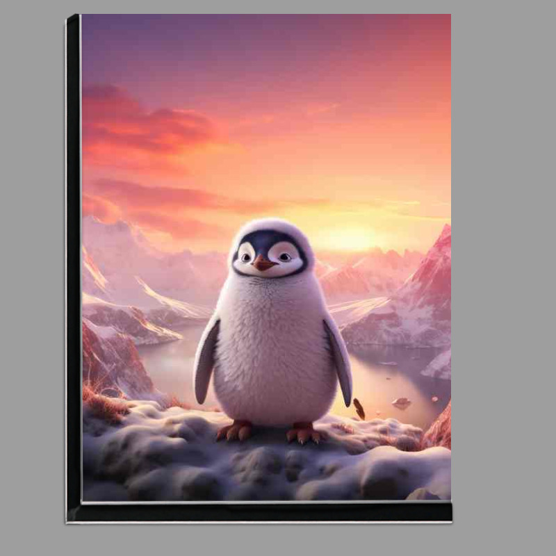 Buy Di-Bond : (Penguin alone with the setting sun and purple sky)