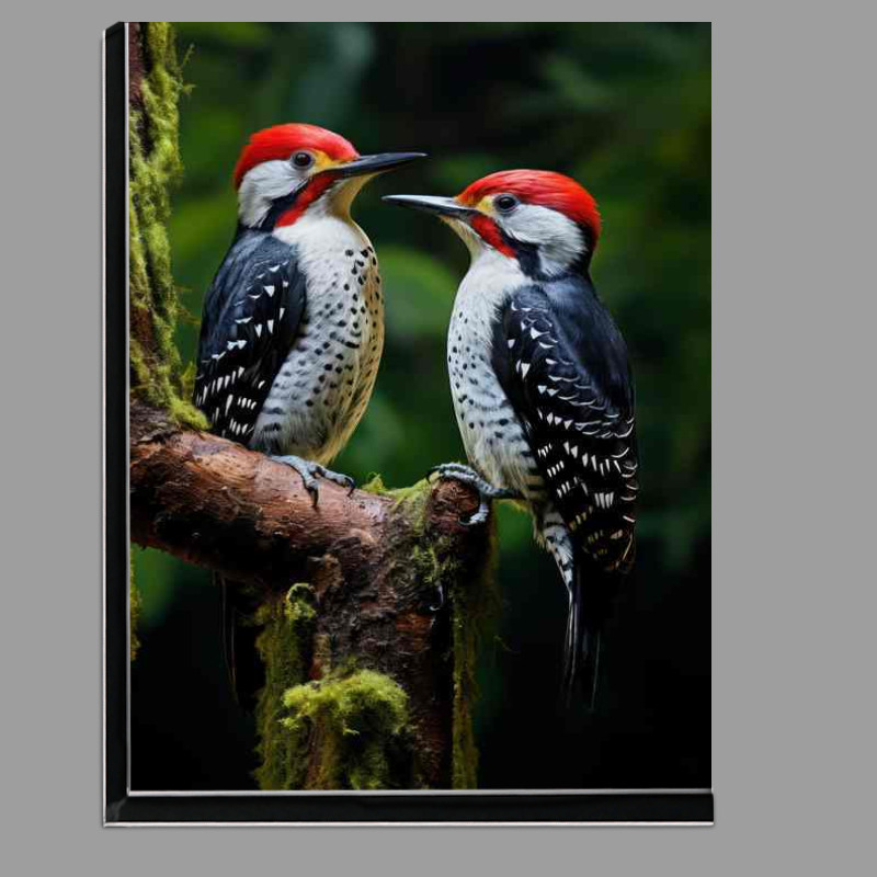 Buy Di-Bond : (Spotted Woodpeckers on a branch in the woods)