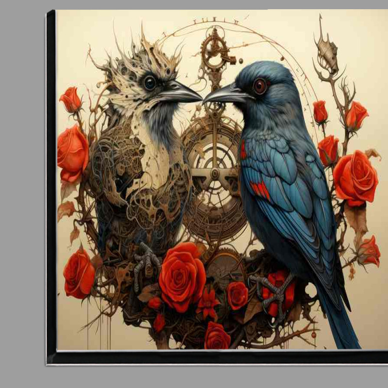 Buy Di-Bond : (A nice pair of Birds on a perch with red roses)