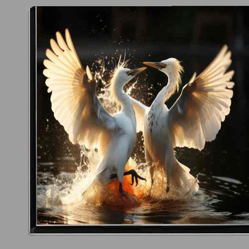 Buy Di-Bond : (Birds Egrets fighting in the water full display)