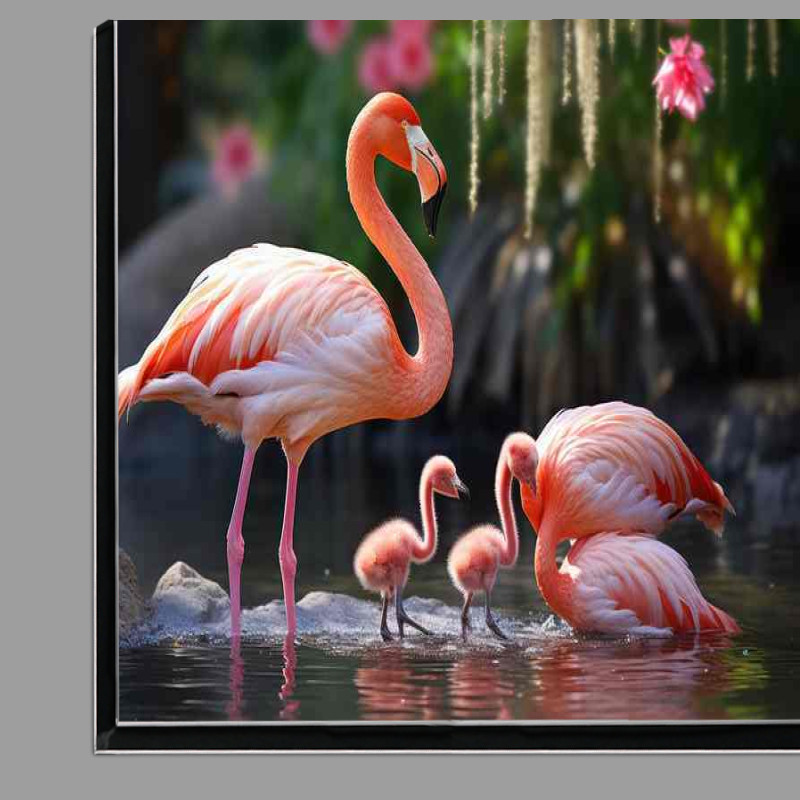 Buy Di-Bond : (Flamingo family playing in the lake)