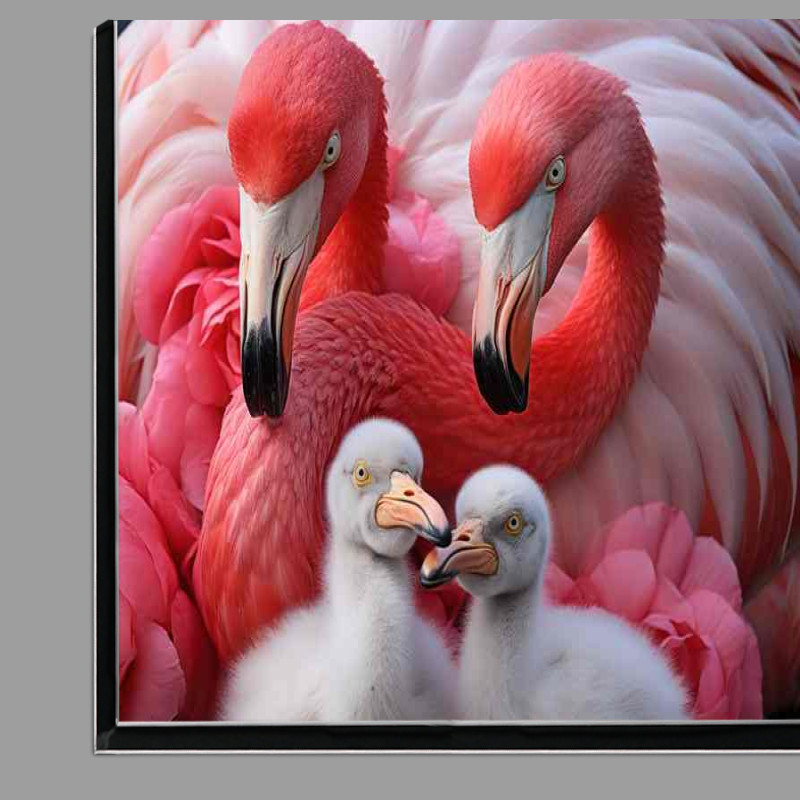 Buy Di-Bond : (Pink Flamingos and Their Adorable Chicks A Family )