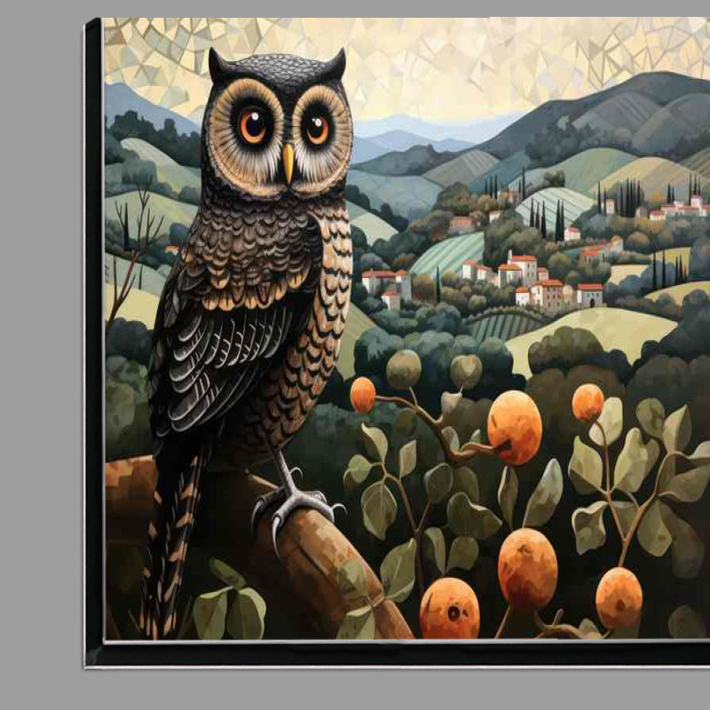 Buy Di-Bond : (Wide Eyed Owl sat on a perch just watching)