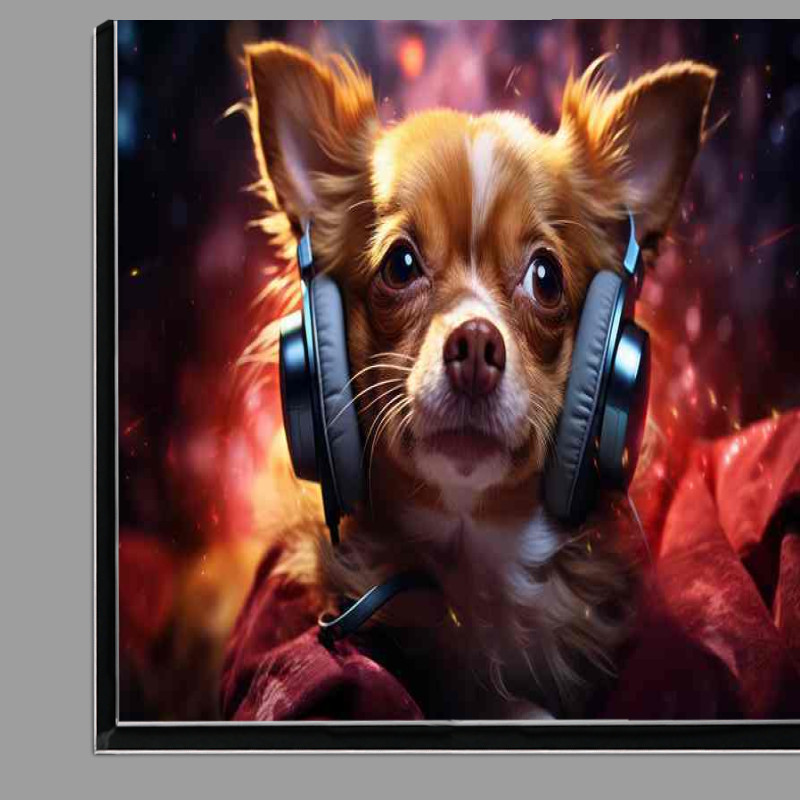 Buy Di-Bond : (Red chihuahua dog listening to music on headphones)