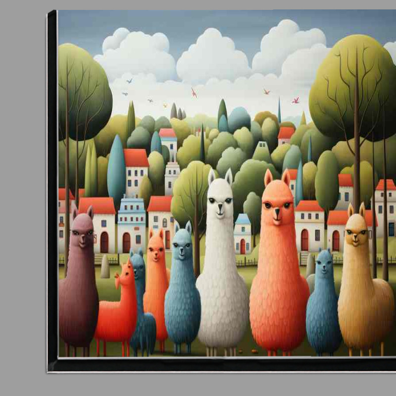 Buy Di-Bond : (A Flock of colourful Alpacas)