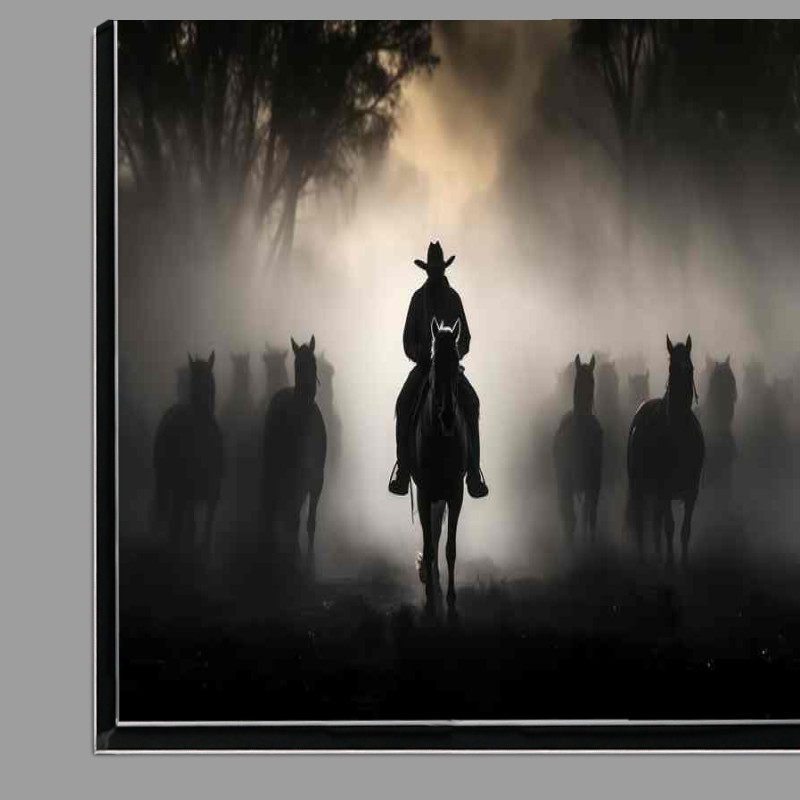 Buy Di-Bond : (Cowboy leading his horses black and white)