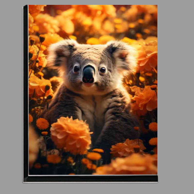 Buy Di-Bond : (A Koala Surrounded by a ton of yellow full bloom flowers)