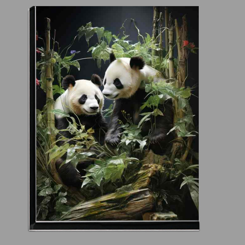 Buy Di-Bond : (A Pair Of Pandas In the bamboo trees near the waterfalls)