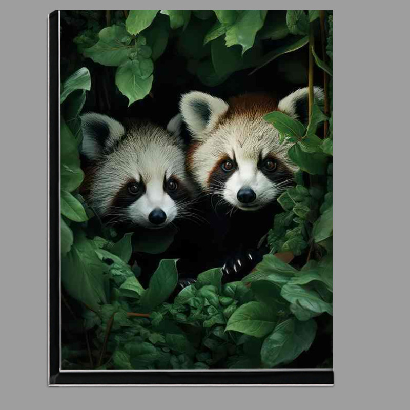 Buy Di-Bond : (A Pair of red pandas peering through the leaves)