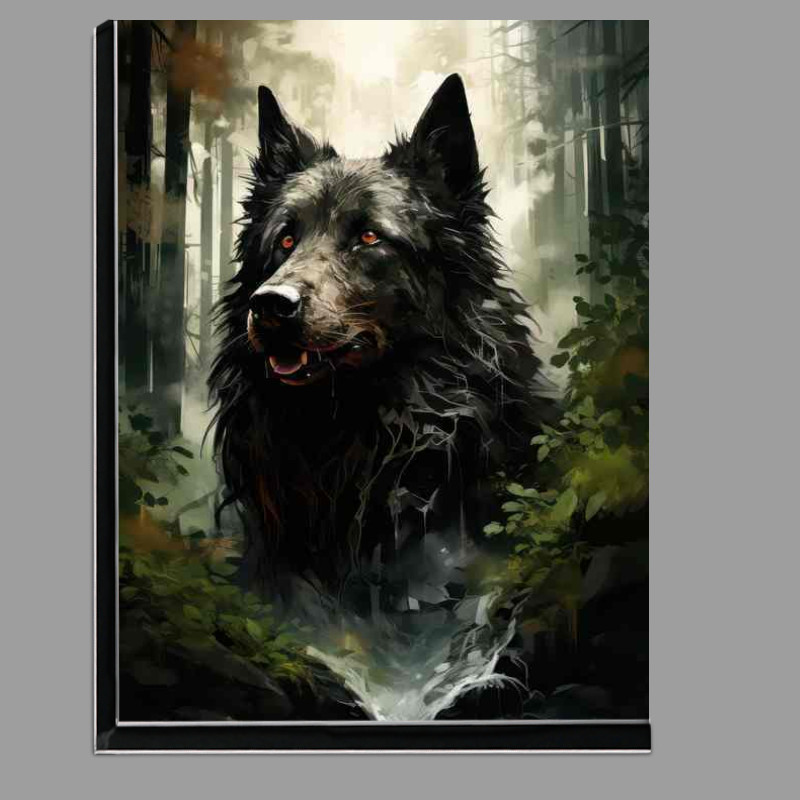Buy Di-Bond : (Black mandog in a forest with a valley)