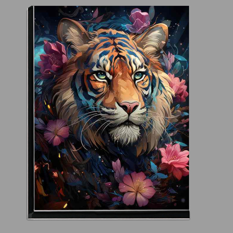 Buy Di-Bond : (Colourful Tiger nestled with pink flowers)