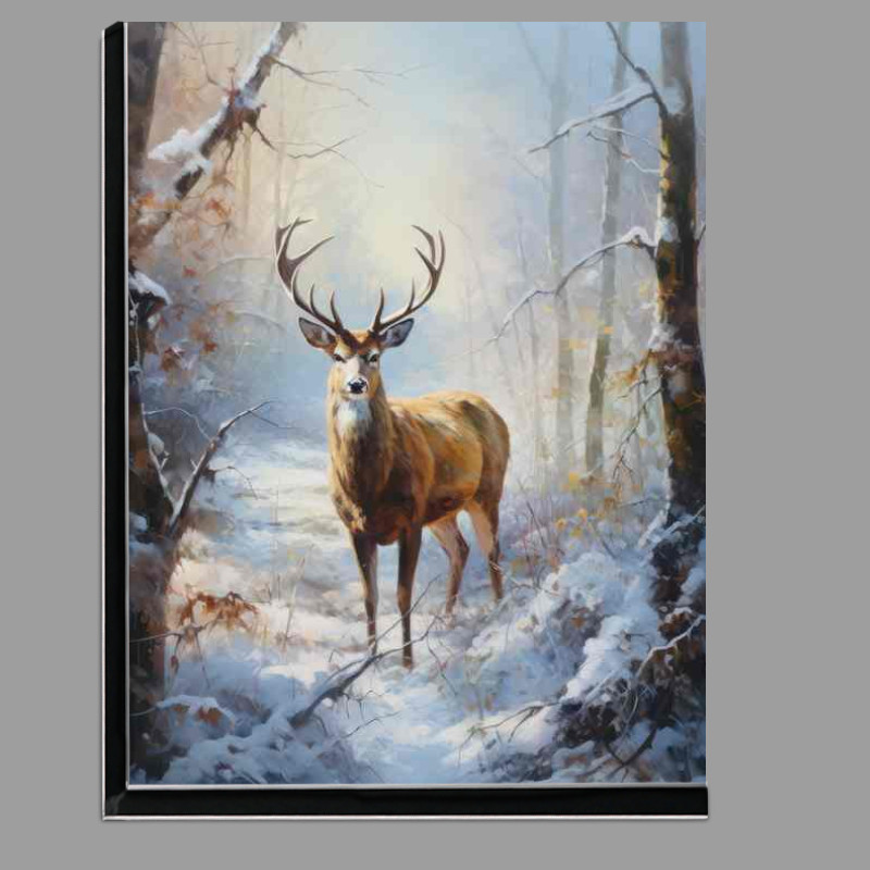 Buy Di-Bond : (Deer In The Winter Snow In The Woods)