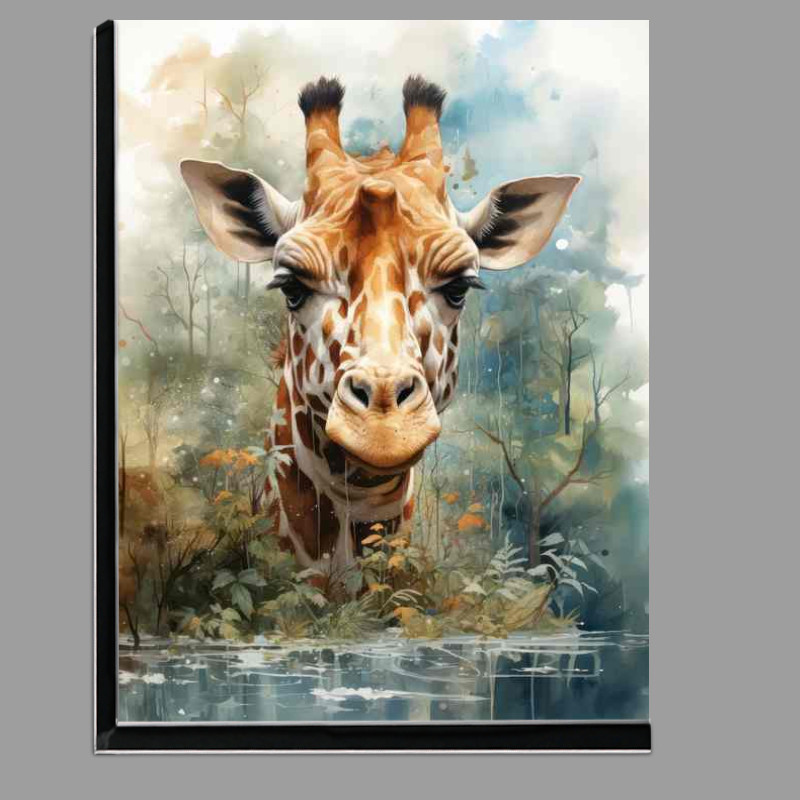 Buy Di-Bond : (Giraffe art face pearing above the water line)