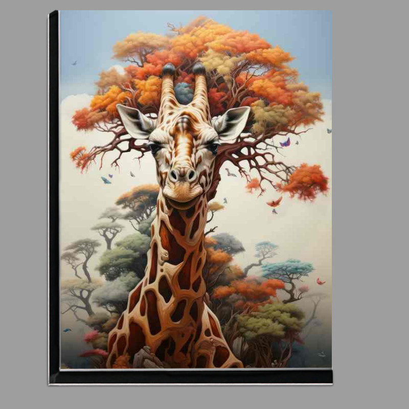 Buy Di-Bond : (Giraffe in the front aof a giant orange tree)