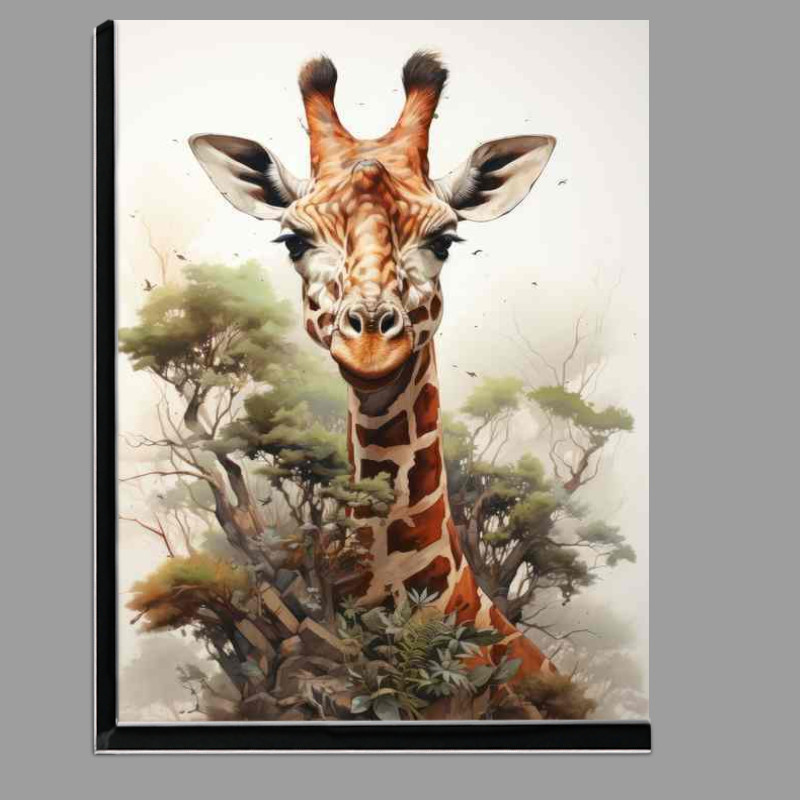 Buy Di-Bond : (Giraffe in the trees facing the horizon art style)