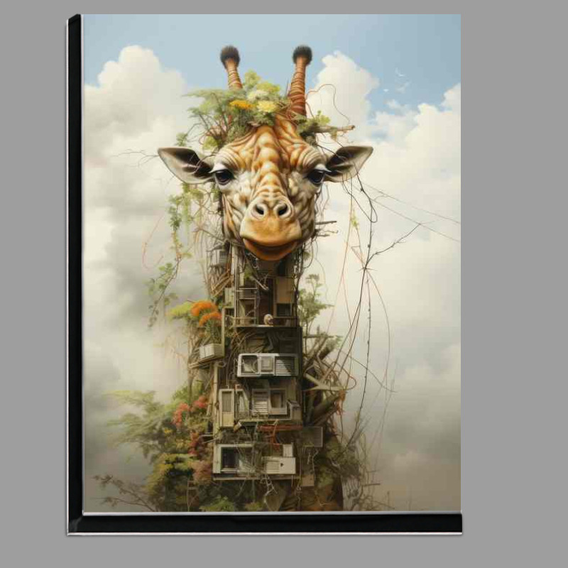 Buy Di-Bond : (Giraffe surreal art in the mountain clouds)