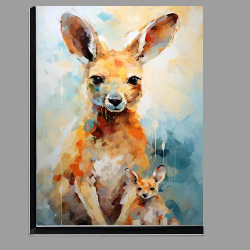 Buy Di-Bond : (Kangaroo with a little joey in her pouch art style)