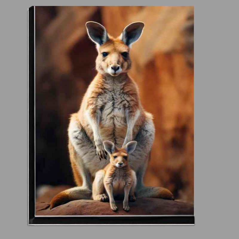 Buy Di-Bond : (Kangaroo with baby sitting on the hiltop)