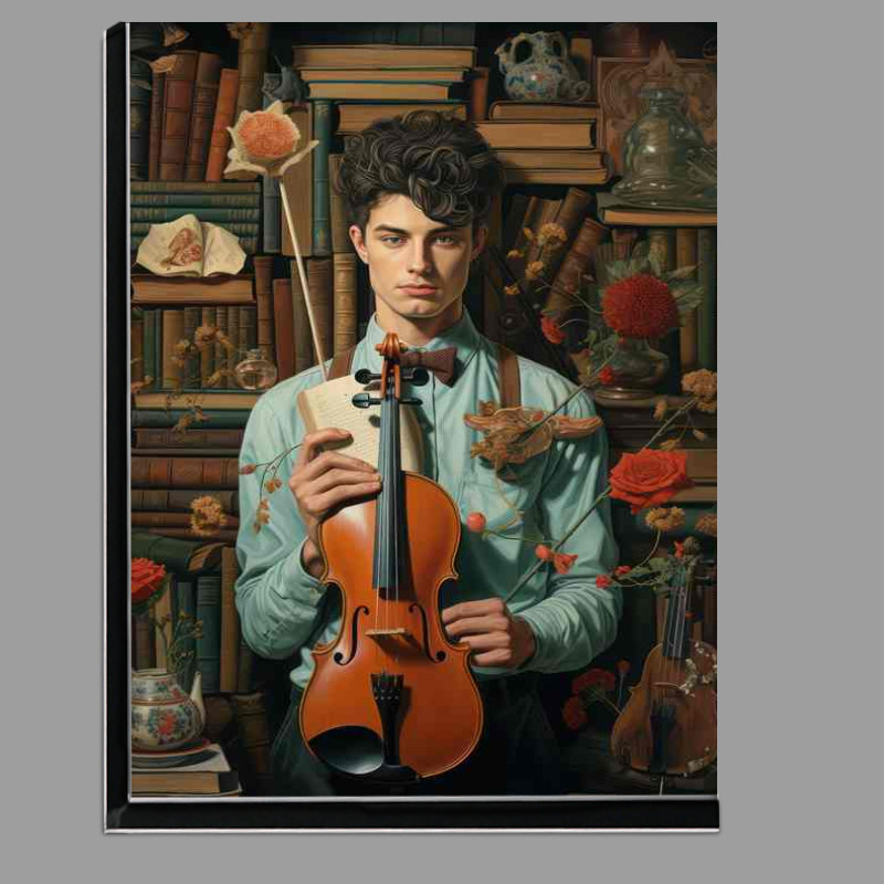 Buy Di-Bond : (Illustration of a young man holding a violin retro style)