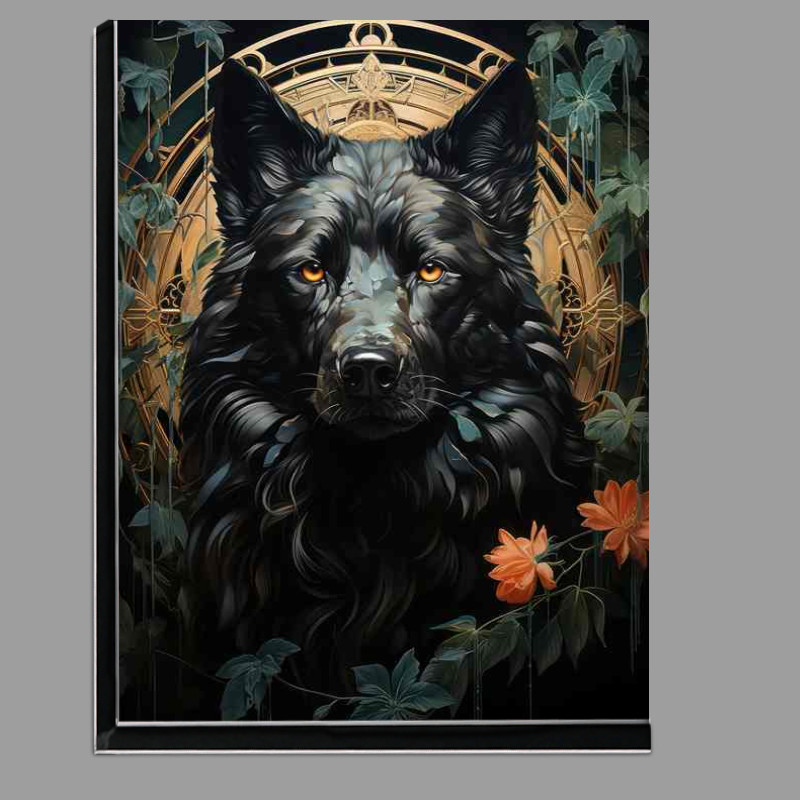 Buy Di-Bond : (The Rare Black Wolf spiritual dreamy flowers)