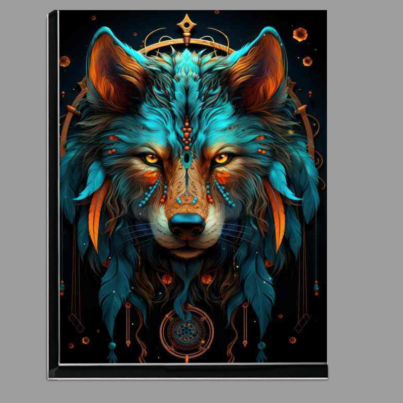 Buy Di-Bond : (The Wolf Dreamcatcher with neon blue style colours)