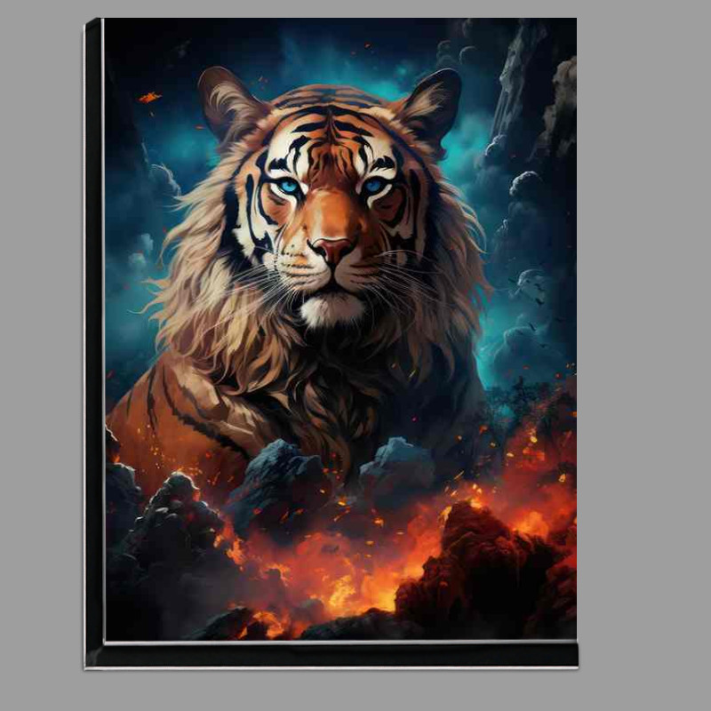 Buy Di-Bond : (Tiger with mountains in the front of him on fire)
