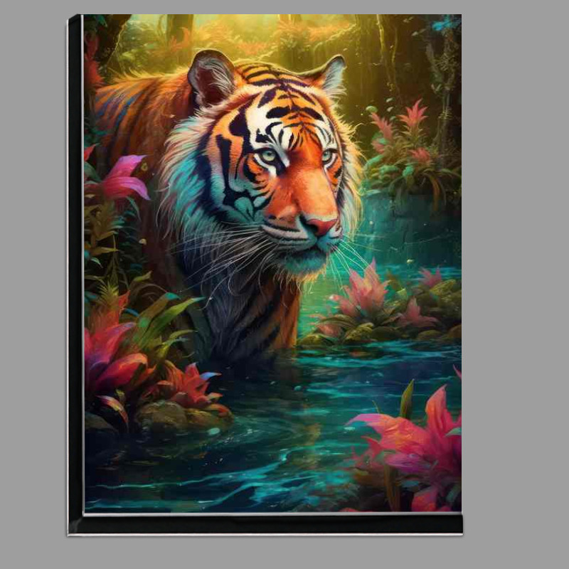 Buy Di-Bond : (Tigher taking a bath in the jungle surrounded by flowers)