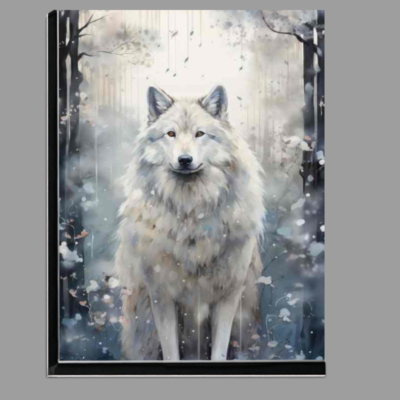 Buy Di-Bond : (Winter wolf in the woods with snow falling)