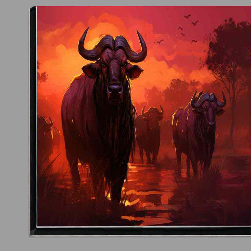Buy Di-Bond : (A Heard Of Wilderbeasts Anf the setting sun behind them)
