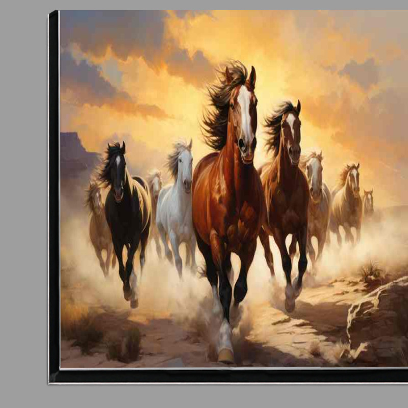 Buy Di-Bond : (A group of horses running across hte palnes)