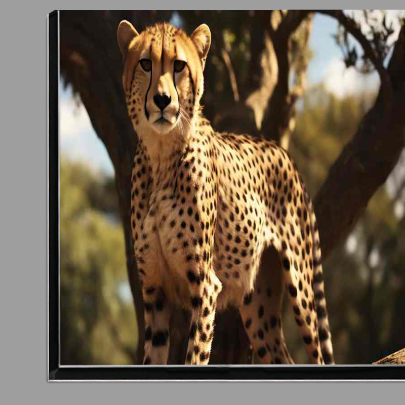 Buy Di-Bond : (Cheetah standing in kenya with a tree behind)