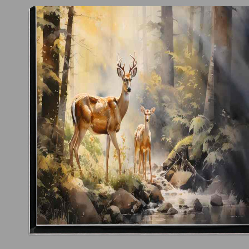 Buy Di-Bond : (Deer And Baby in The Forest In The Sun)