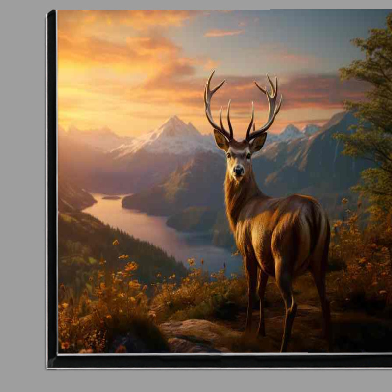 Buy Di-Bond : (Deer By the river on a mountain top)